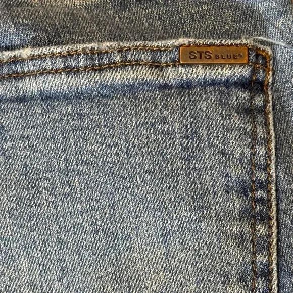 STS Blue Alicia Mom Jeans Size 28 Distressed Raw Hem Denim Ankle Cropped - Picture 8 of 11